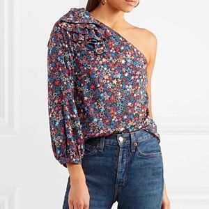 J. CREW Jacuzzi One Shoulder Star Print Top Blouse Multi Kaleidoscopic size 14